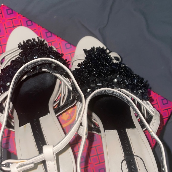 Zara Pink Black Bead and Crystal Strappy High Heel Sandals - Picture 16 of 17
